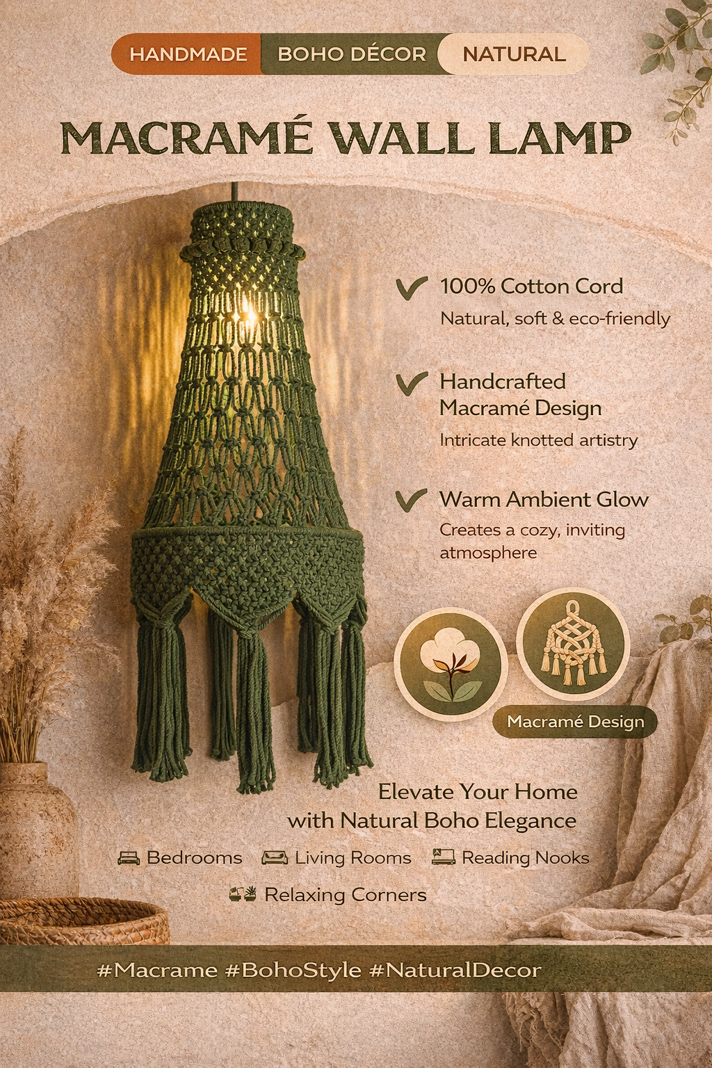 Solis Natural Cotton Wall Lamp