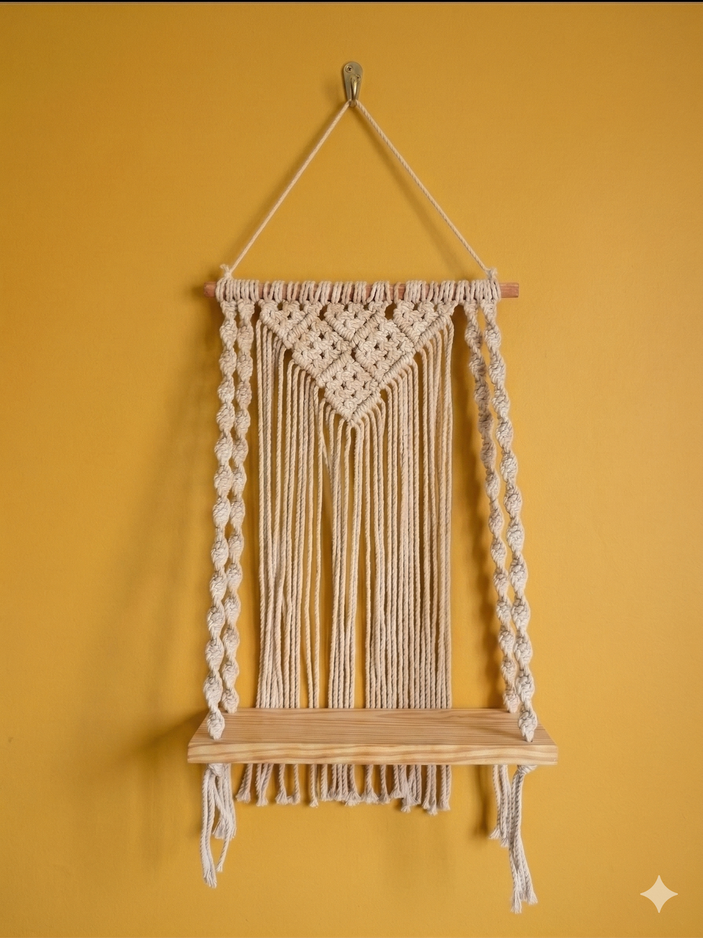 Ecru Wall Shelf with Pine Wood Base