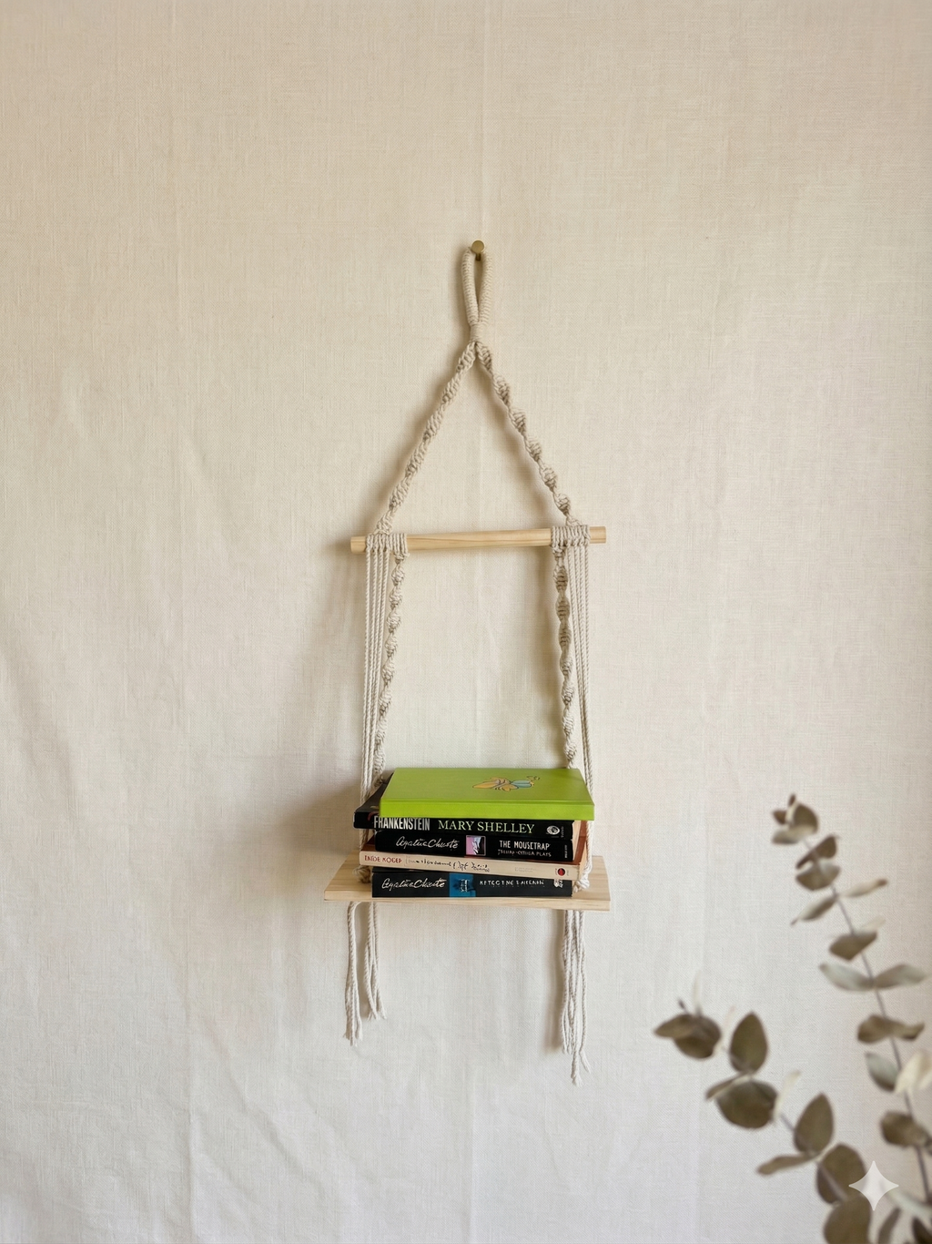 Ficus Boho Wall Shelf With Pine Wood Base