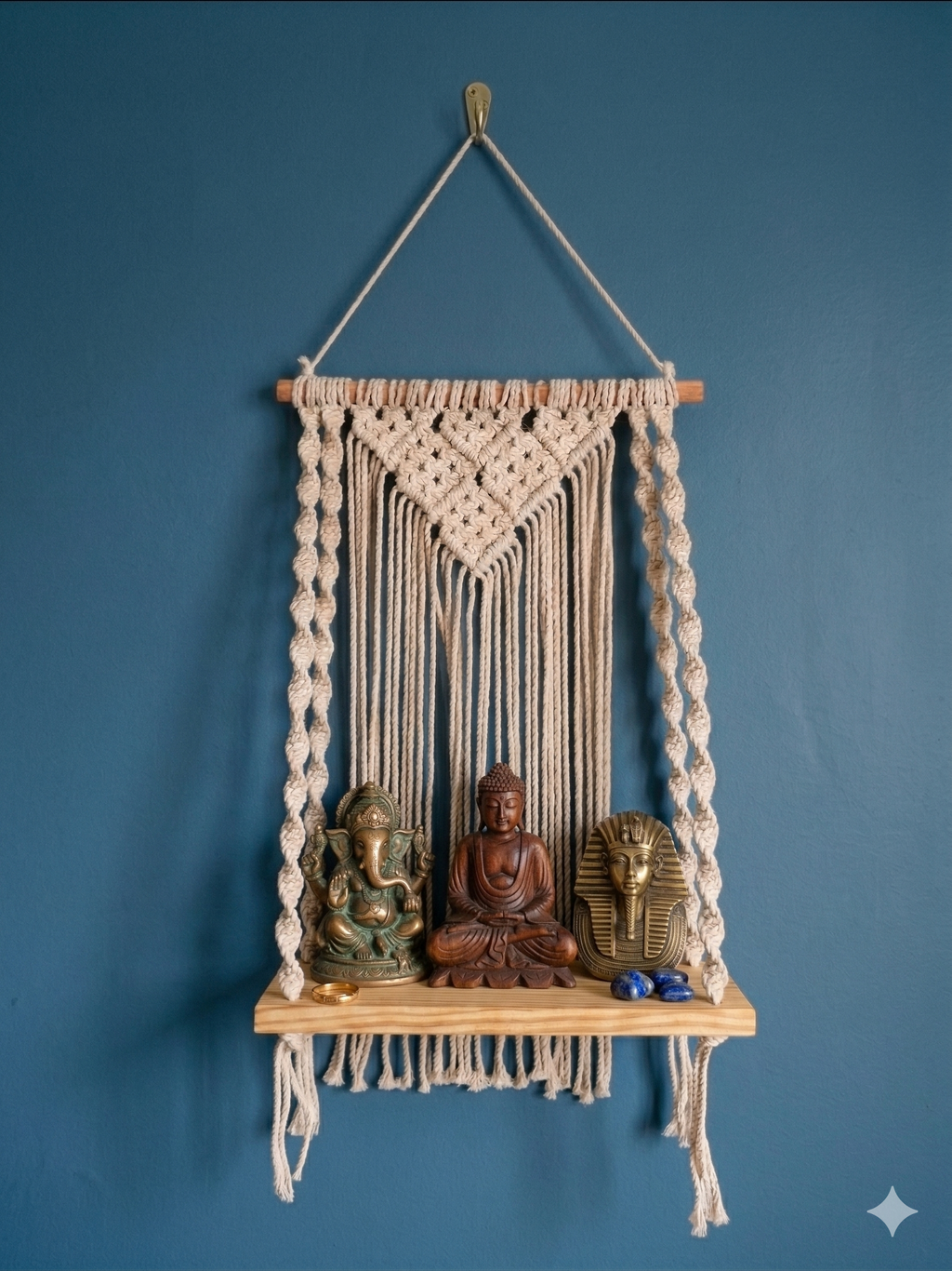 Ecru Wall Shelf with Pine Wood Base