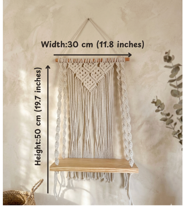 Ecru Wall Shelf with Pine Wood Base